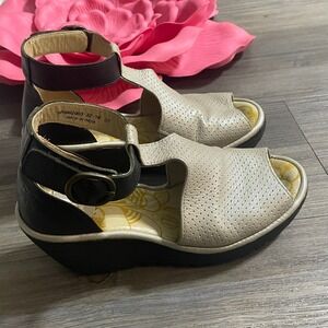 FLY LONDON YALL Colorblock Wedge Sandals Size 37‎ (US 6-6.5) Perforated